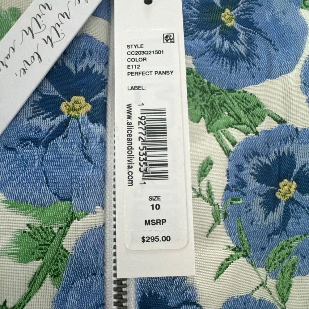 Alice and Olivia Sun Dress Tayla Perfect Pansy Blue Mini Dress size 10 NWT